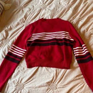 Hollister Red Striped Crewneck Sweater